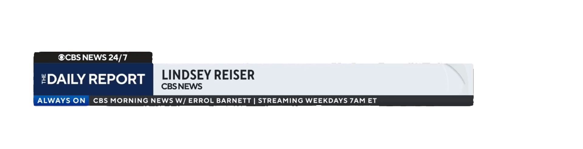 Horizontal cuts: the critic first cuts along the longest line above the ticker, then along the line under the tab, separating the CBS Daily Report graphic into three rows